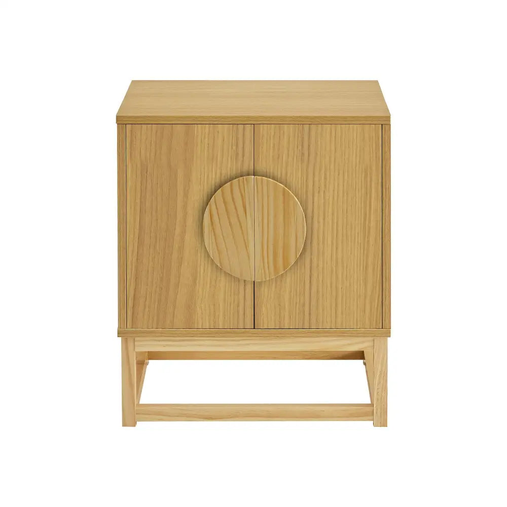 Sarantino Luca Bedside Table Split Door Night Stand - Natural - Furniture > Bedroom