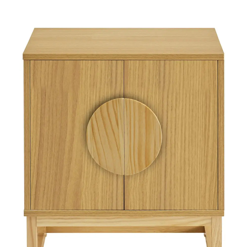 Sarantino Luca Bedside Table Split Door Night Stand - Natural - Furniture > Bedroom