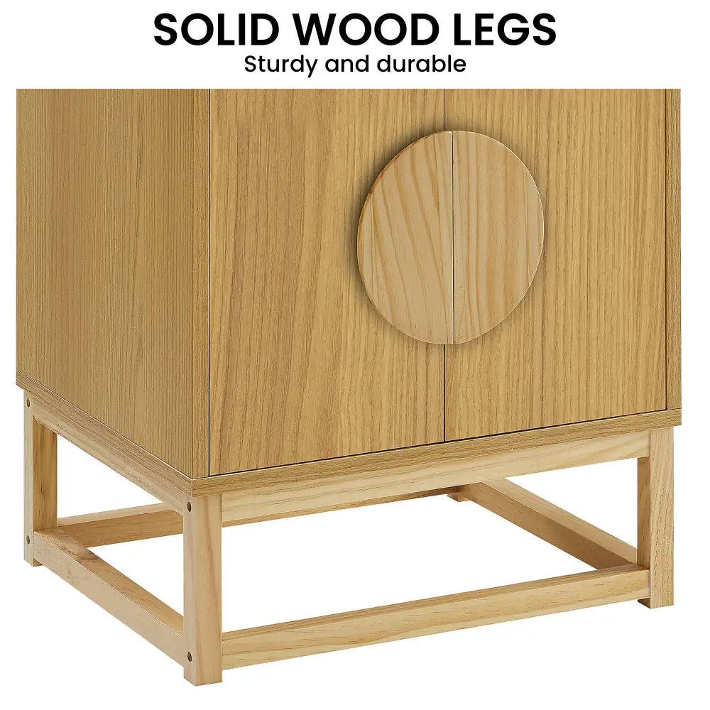 Sarantino Luca Bedside Table Split Door Night Stand - Natural - Furniture > Bedroom
