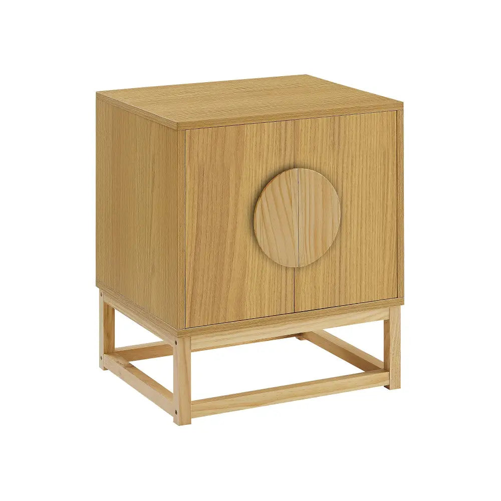 Sarantino Luca Bedside Table Split Door Night Stand - Natural - Furniture > Bedroom