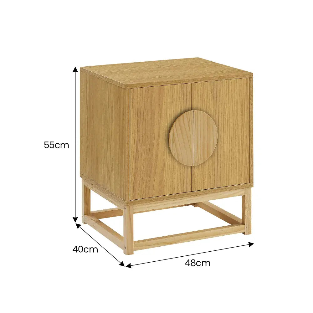Sarantino Luca Bedside Table Split Door Night Stand - Natural - Furniture > Bedroom