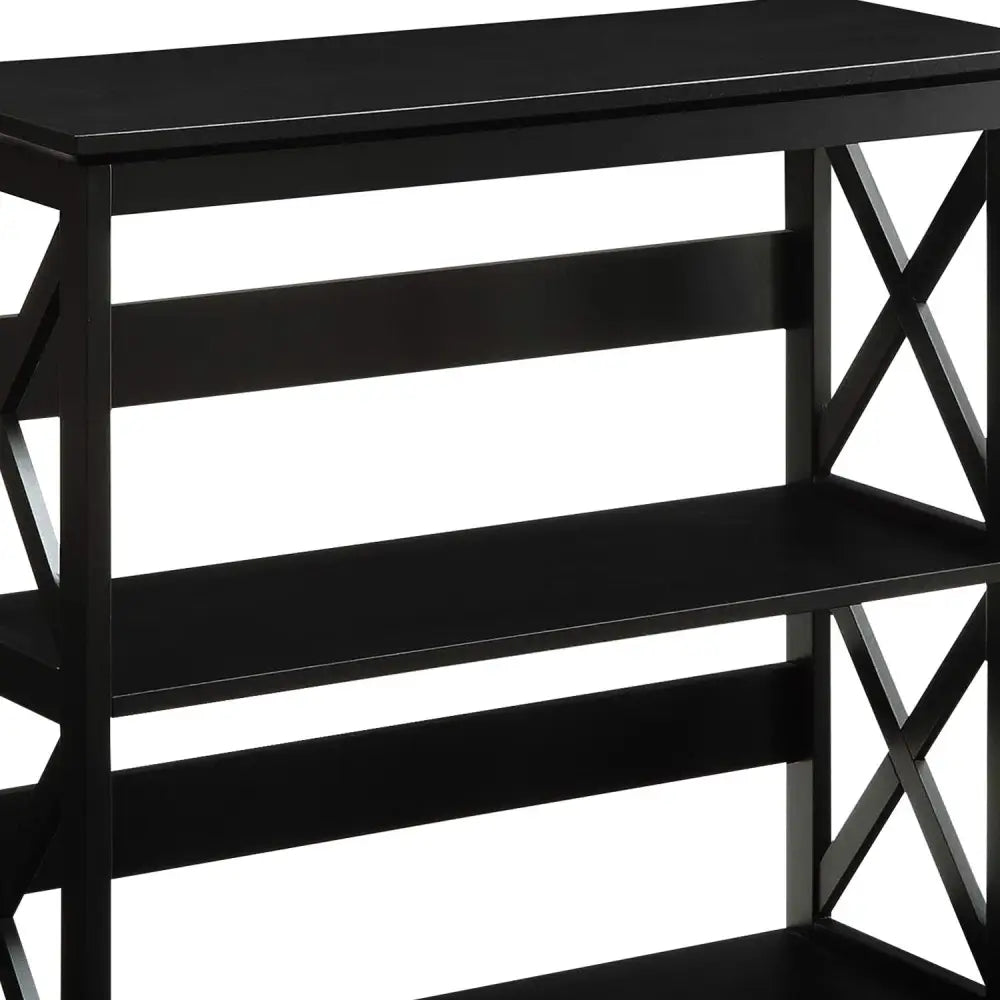 Sarantino Lucas 3-Tier Bookshelf Display Rack in Black - Furniture > Living Room > Bookcases & Shelves