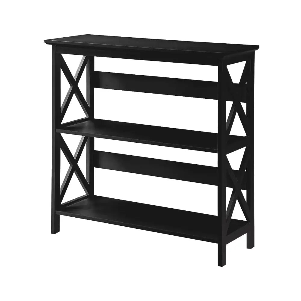 Sarantino Lucas 3-Tier Bookshelf Display Rack in Black - Furniture > Living Room > Bookcases & Shelves