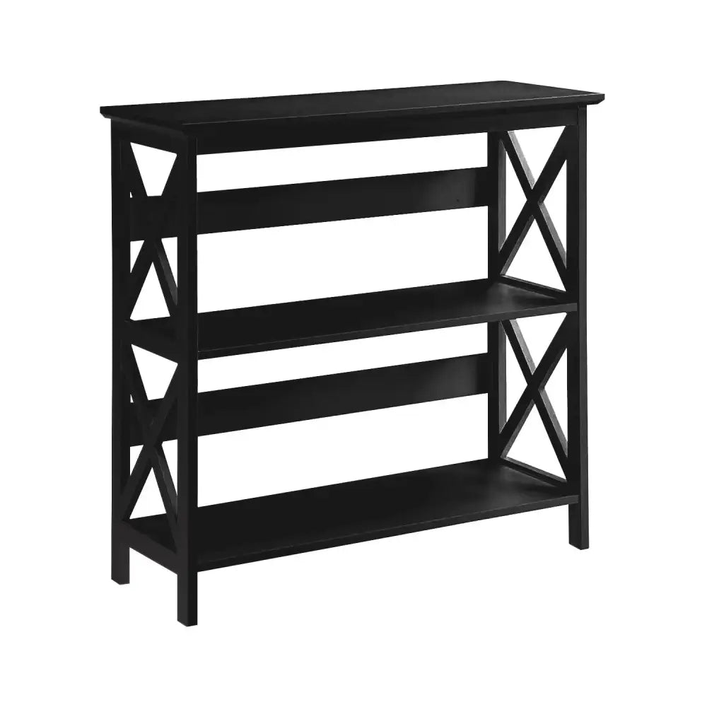 Sarantino Lucas 3-Tier Bookshelf Display Rack in Black - Furniture > Living Room > Bookcases & Shelves