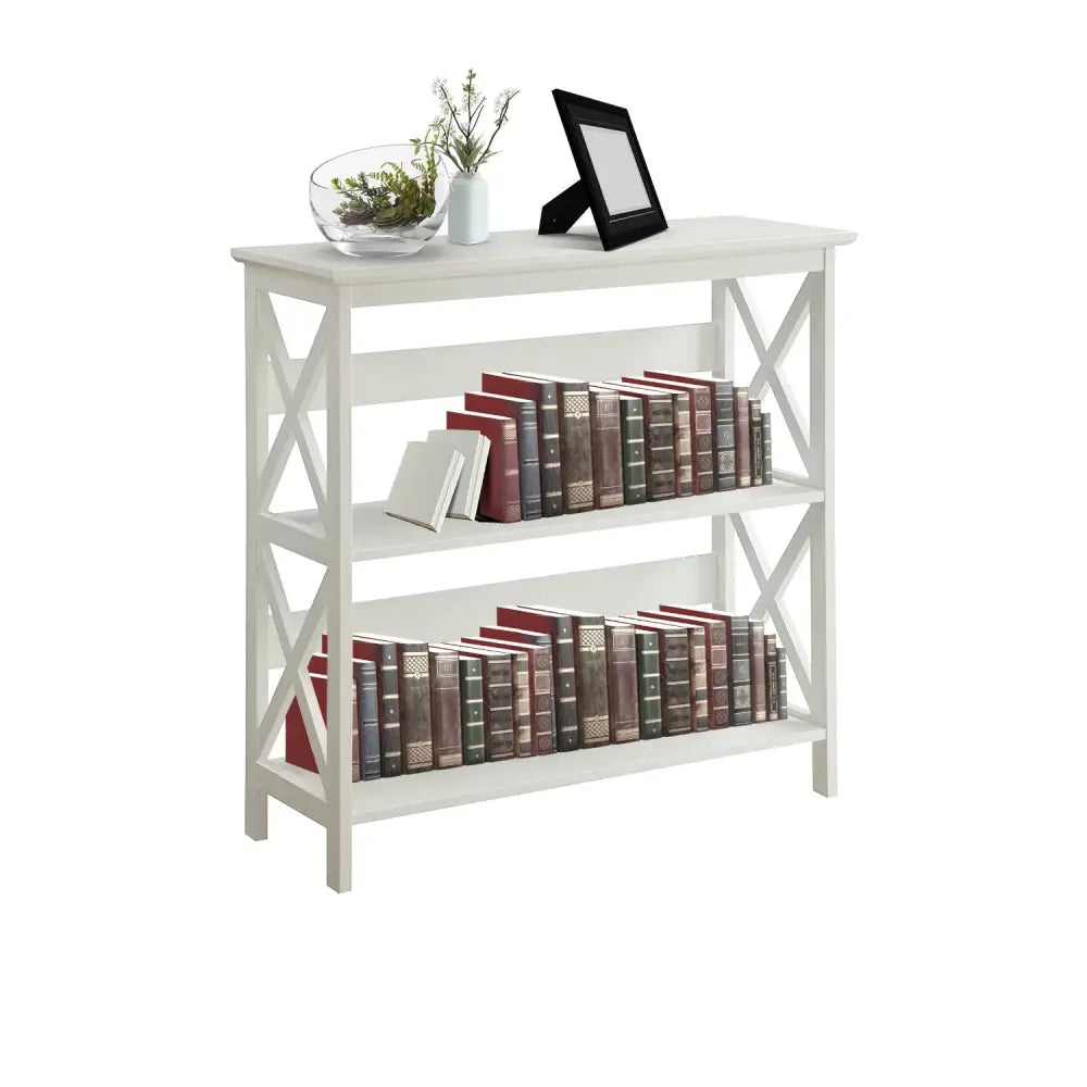 Sarantino Lucas 3-Tier Bookshelf Display Rack in White - Furniture > Living Room > Bookcases & Shelves