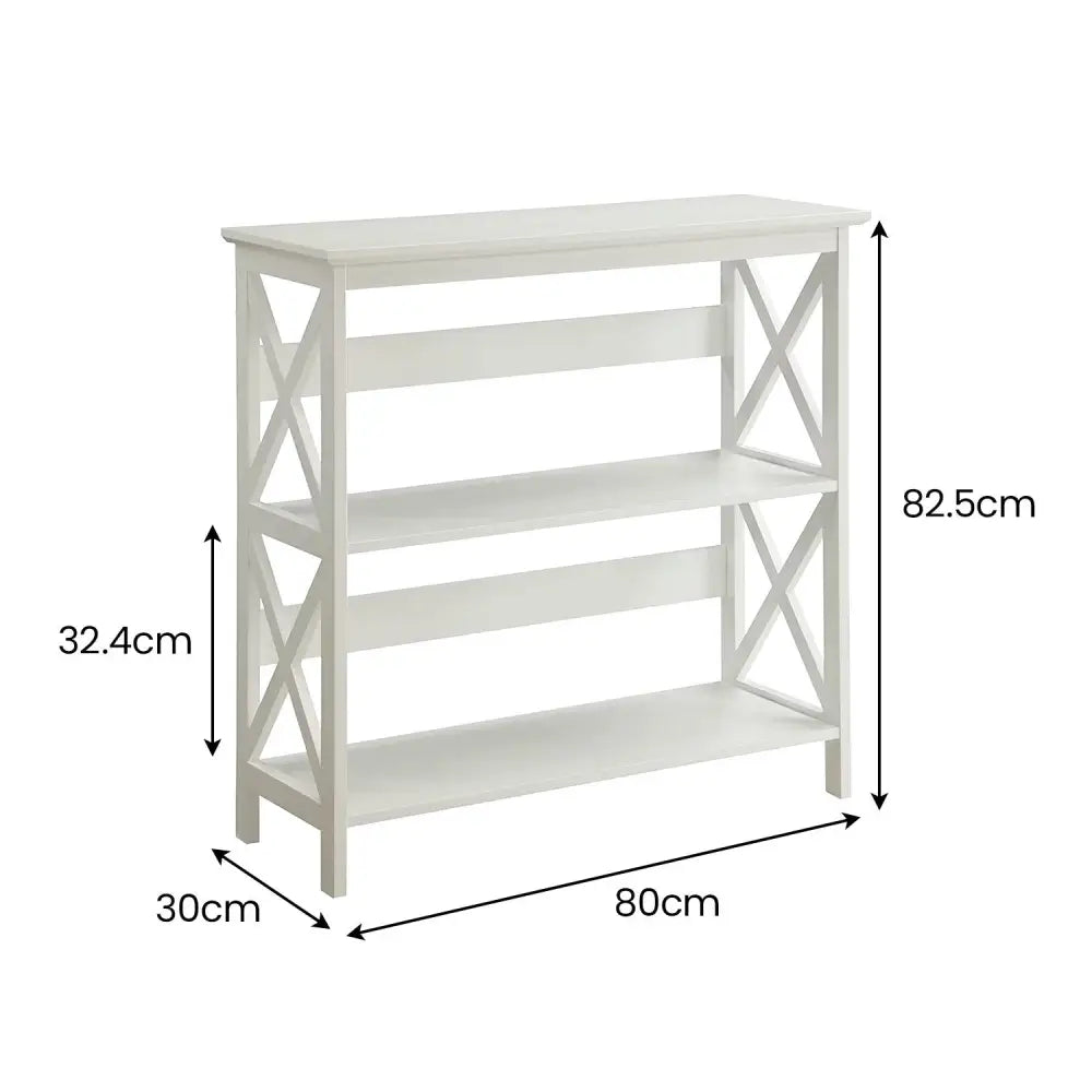 Sarantino Lucas 3-Tier Bookshelf Display Rack in White - Furniture > Living Room > Bookcases & Shelves