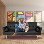 Sarantino Madison Faux Leather Sofa Bed Lounge Couch Futon Furniture Home Suite - Black - Furniture > Sofas