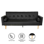 Sarantino Madison Faux Leather Sofa Bed Lounge Couch Futon Furniture Home Suite - Black - Furniture > Sofas