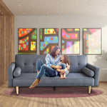 Sarantino Madison Sofa Bed Lounge Couch Futon Furniture Home Dark Grey Linen Suite - Furniture > Sofas