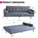 Sarantino Madison Sofa Bed Lounge Couch Futon Furniture Home Dark Grey Linen Suite - Furniture > Sofas