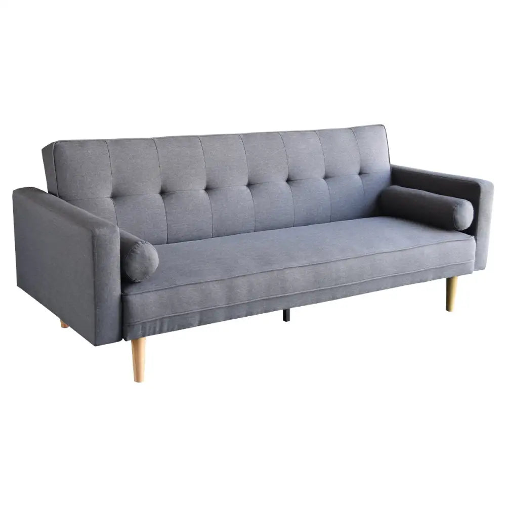 Sarantino Madison Sofa Bed Lounge Couch Futon Furniture Home Dark Grey Linen Suite - Furniture > Sofas