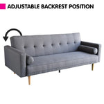 Sarantino Madison Sofa Bed Lounge Couch Futon Furniture Home Dark Grey Linen Suite - Furniture > Sofas
