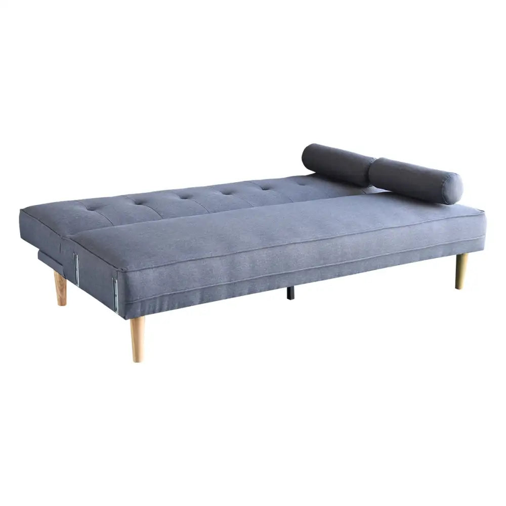 Sarantino Madison Sofa Bed Lounge Couch Futon Furniture Home Dark Grey Linen Suite - Furniture > Sofas