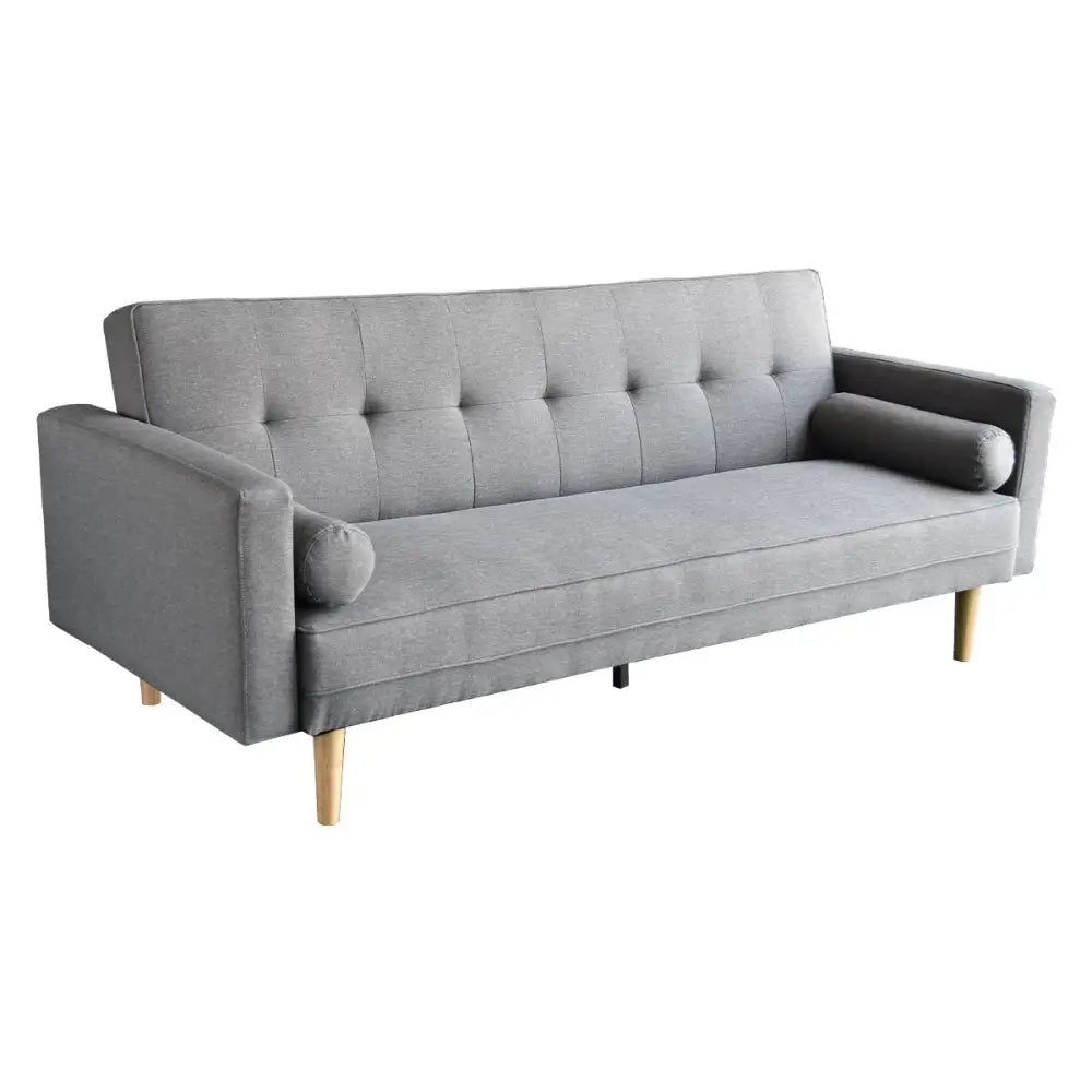 Sarantino Madison Sofa Bed Lounge Couch Futon Furniture Home Light Grey Linen Suite - Furniture > Sofas