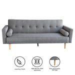 Sarantino Madison Sofa Bed Lounge Couch Futon Furniture Home Light Grey Linen Suite - Furniture > Sofas