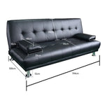 Sarantino Manhattan Sofa Bed Faux Leather Lounge Couch Futon Furniture Suite - Black - Furniture > Sofas