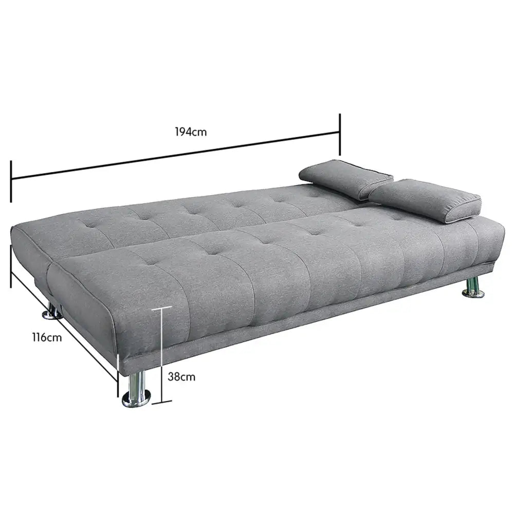Sarantino Manhattan Sofa Bed Lounge Couch Futon Furniture Home Light Grey Linen Suite - Furniture > Sofas