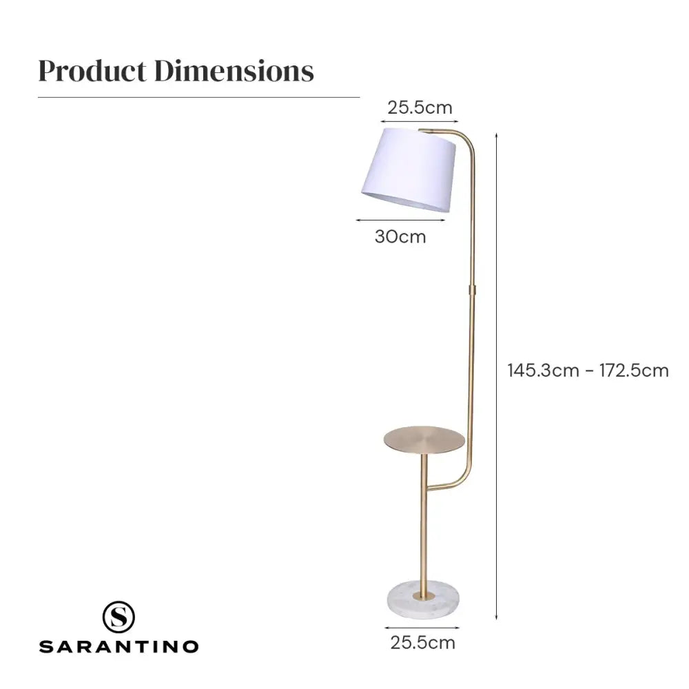 Sarantino Marble & Metal End Table Top Floor Lamp - Home & Garden > Lighting