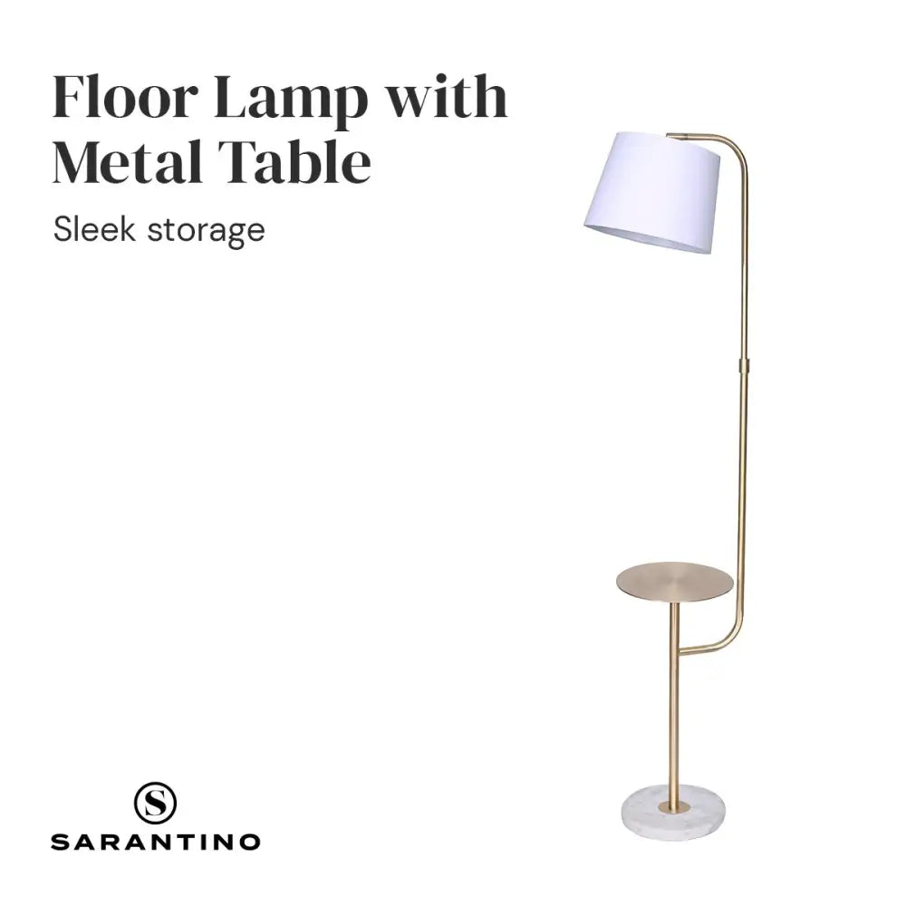 Sarantino Marble & Metal End Table Top Floor Lamp - Home & Garden > Lighting