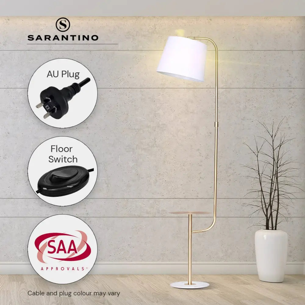 Sarantino Marble & Metal End Table Top Floor Lamp - Home & Garden > Lighting
