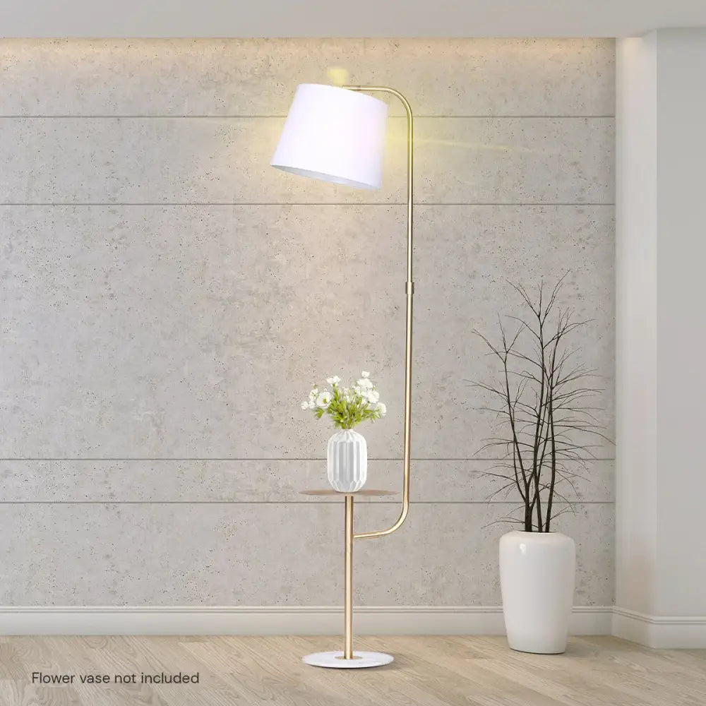 Sarantino Marble & Metal End Table Top Floor Lamp - Home & Garden > Lighting