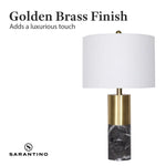 Sarantino Metal and Marble Table Lamp in Black - Home & Garden > Lighting
