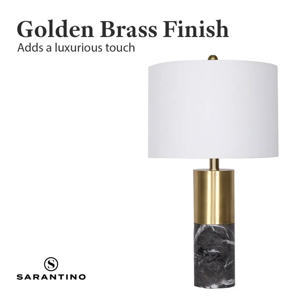 Sarantino Metal and Marble Table Lamp in Black - Home & Garden > Lighting