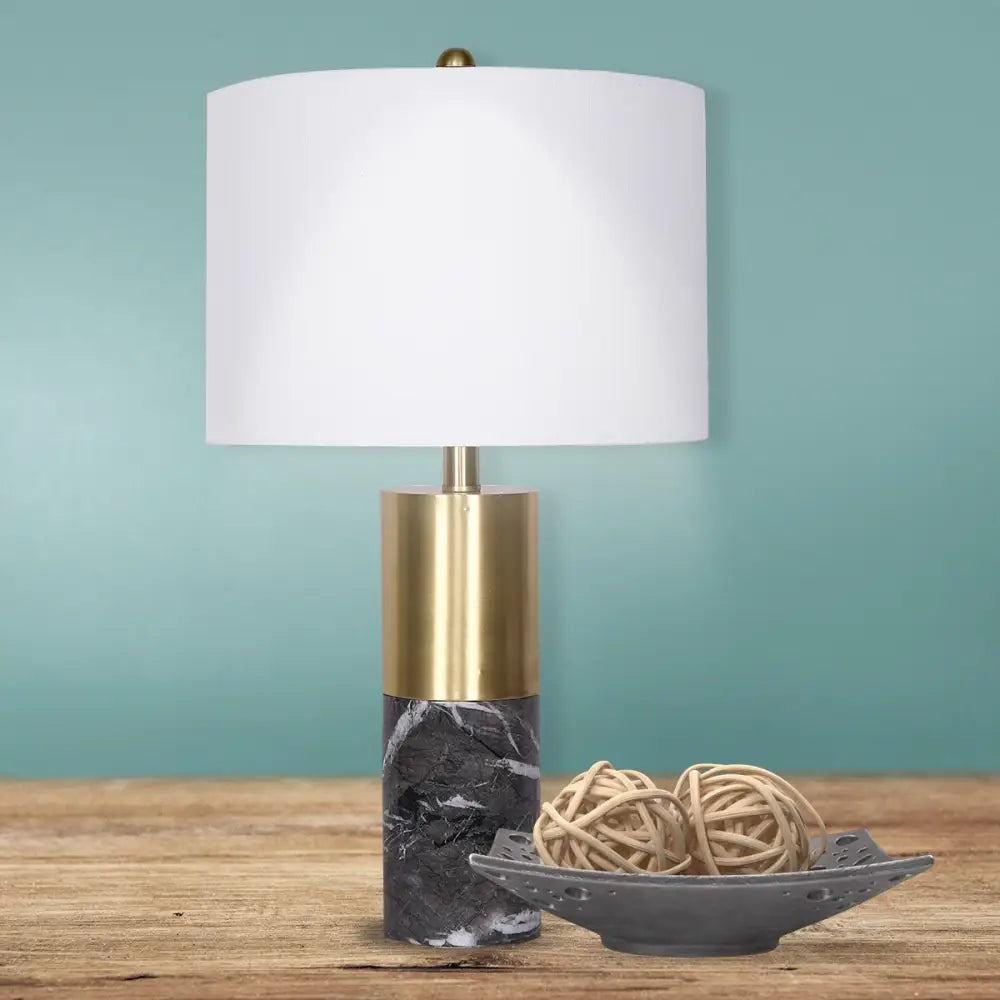 Sarantino Metal and Marble Table Lamp in Black - Home & Garden > Lighting