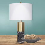 Sarantino Metal and Marble Table Lamp in Black - Home & Garden > Lighting