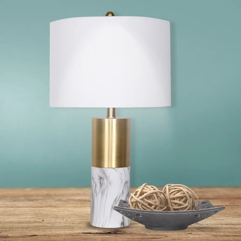Sarantino Metal And Marble Table Lamp - White - Home & Garden > Wall Art > 3D Wall Art