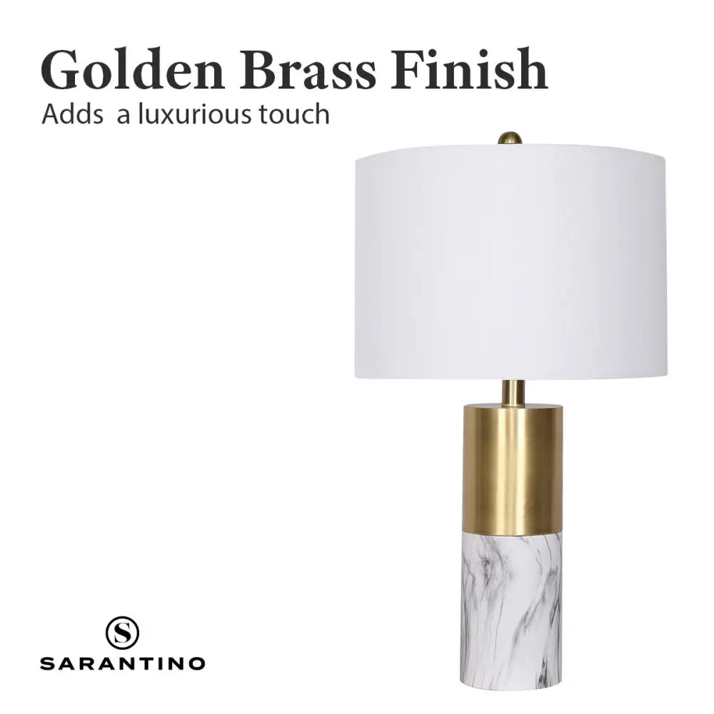 Sarantino Metal And Marble Table Lamp - White - Home & Garden > Wall Art > 3D Wall Art