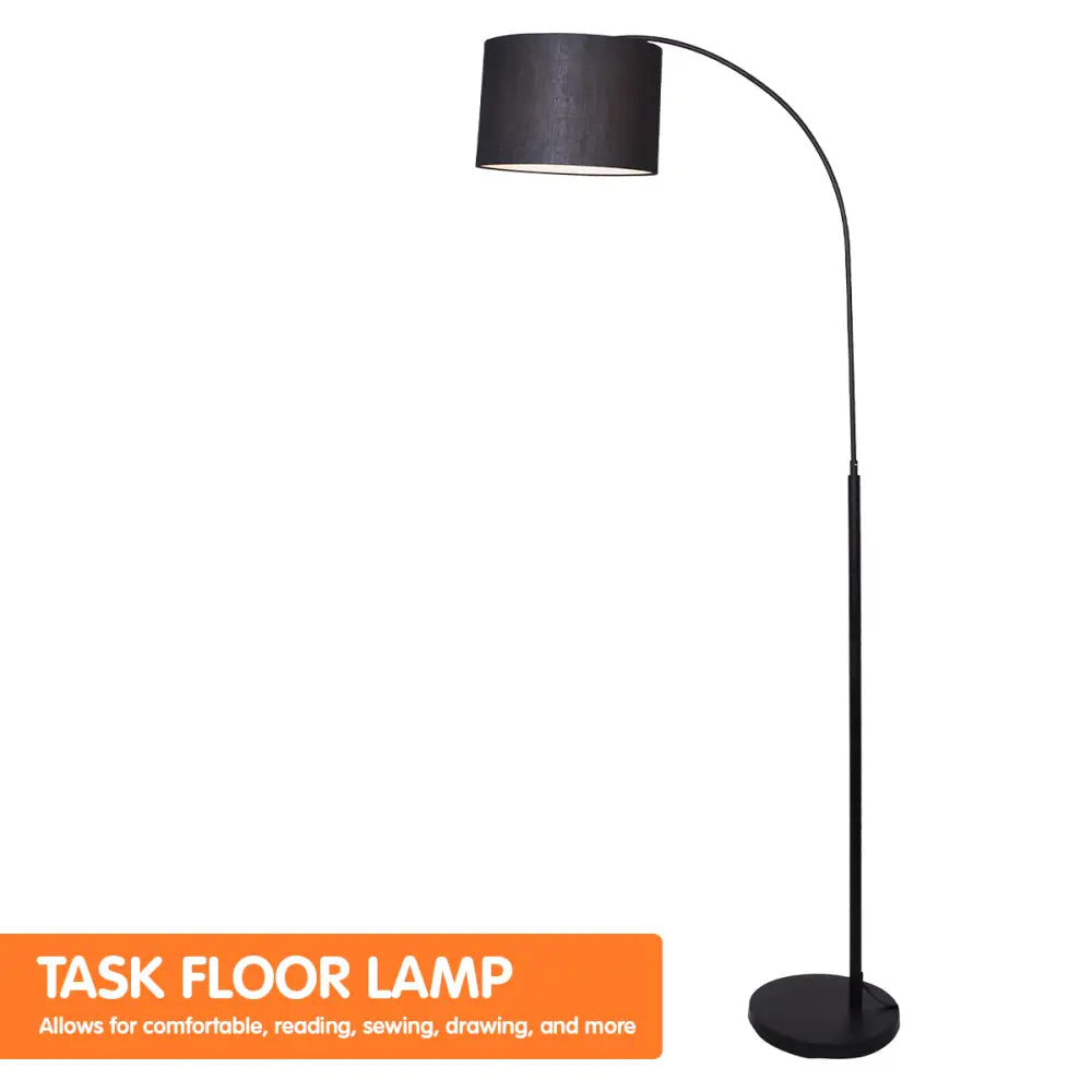 Sarantino Metal Arc Arm Floor Lamp Shade Black - Home & Garden > Lighting