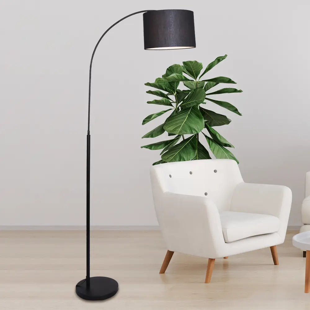 Sarantino Metal Arc Arm Floor Lamp Shade Black - Home & Garden > Lighting