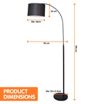 Sarantino Metal Arc Arm Floor Lamp Shade Black - Home & Garden > Lighting
