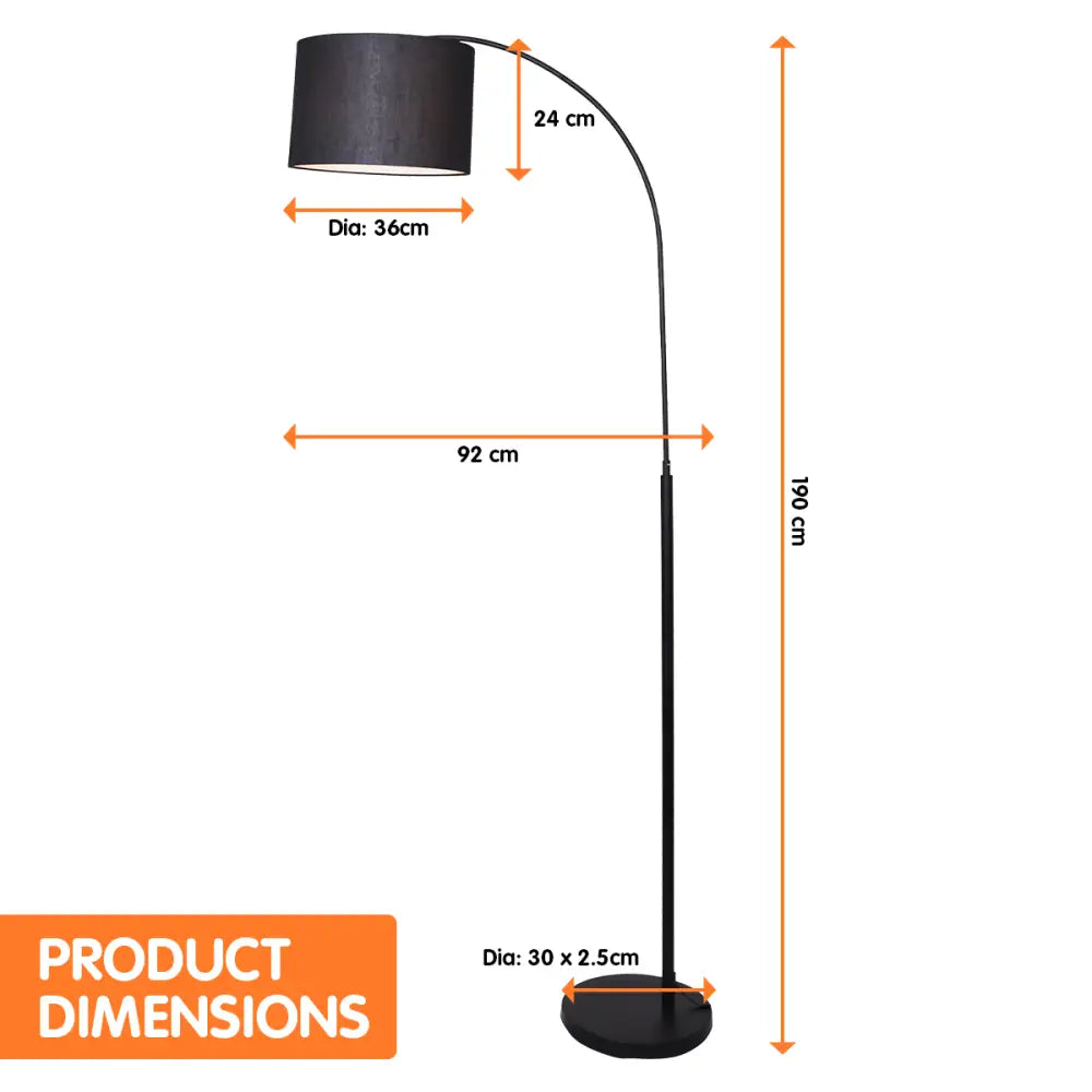 Sarantino Metal Arc Arm Floor Lamp Shade Black - Home & Garden > Lighting
