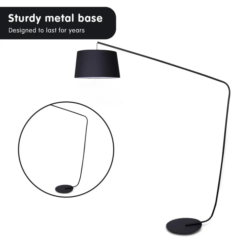 Sarantino Metal Arc Floor Lamp in Black Finish with Linen Taper Shade - Home & Garden > Lighting