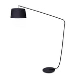 Sarantino Metal Arc Floor Lamp in Black Finish with Linen Taper Shade - Home & Garden > Lighting