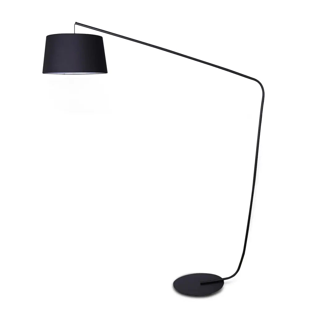 Sarantino Metal Arc Floor Lamp in Black Finish with Linen Taper Shade - Home & Garden > Lighting