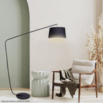 Sarantino Metal Arc Floor Lamp in Black Finish with Linen Taper Shade - Home & Garden > Lighting
