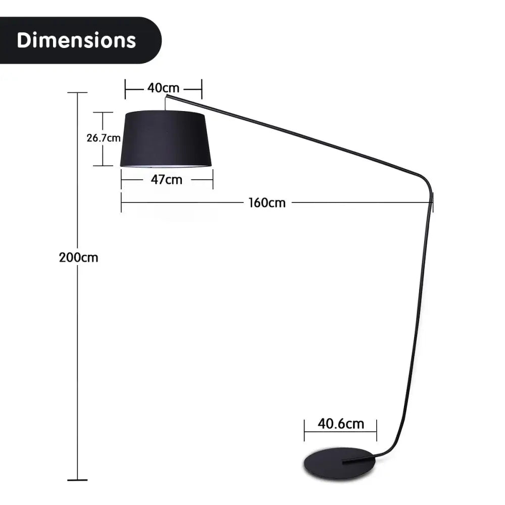 Sarantino Metal Arc Floor Lamp in Black Finish with Linen Taper Shade - Home & Garden > Lighting