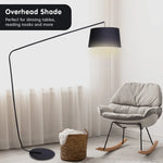 Sarantino Metal Arc Floor Lamp in Black Finish with Linen Taper Shade - Home & Garden > Lighting