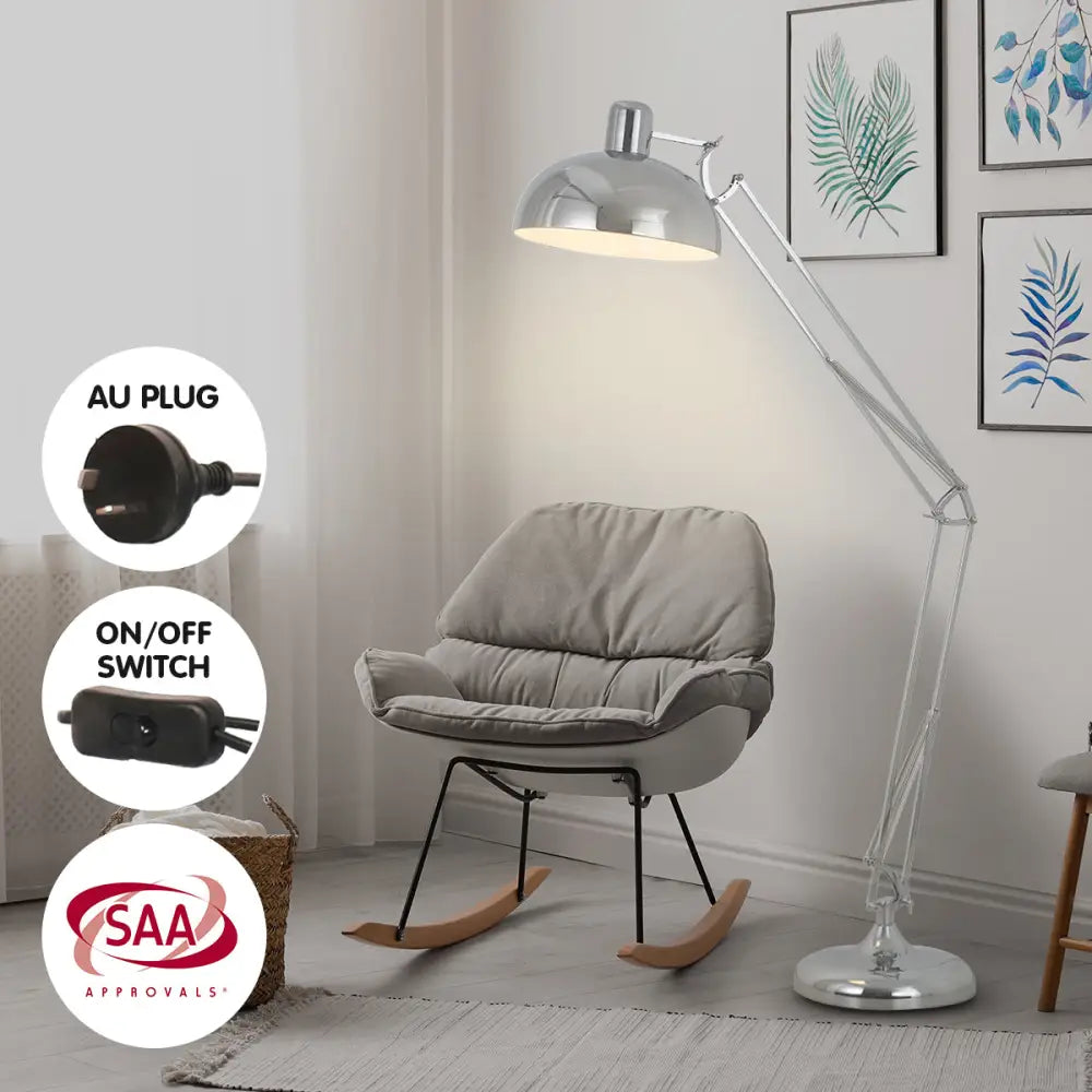 Sarantino Metal Architect Floor Lamp Shade Adjustable Height - Chrome - Home & Garden > Lighting