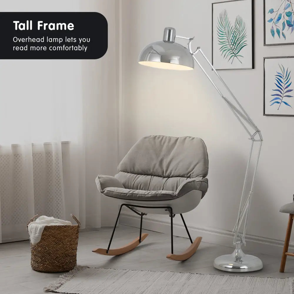 Sarantino Metal Architect Floor Lamp Shade Adjustable Height - Chrome - Home & Garden > Lighting