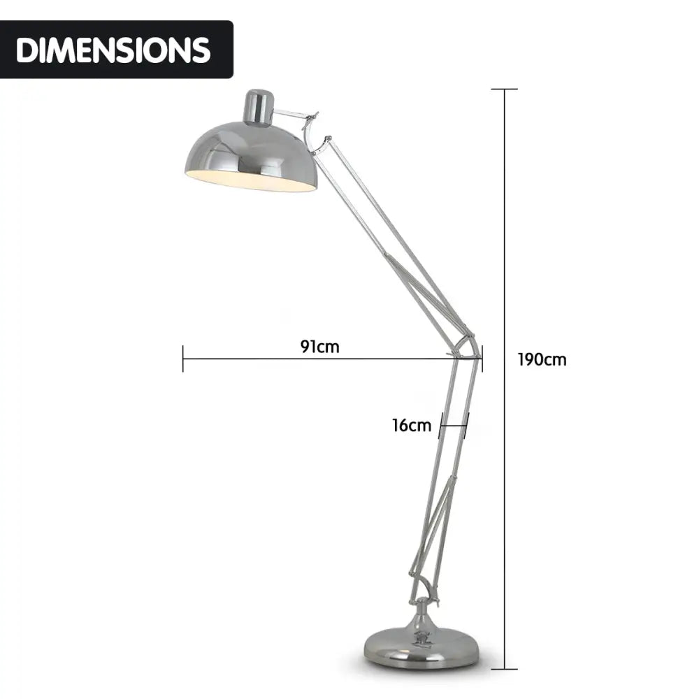 Sarantino Metal Architect Floor Lamp Shade Adjustable Height - Chrome - Home & Garden > Lighting