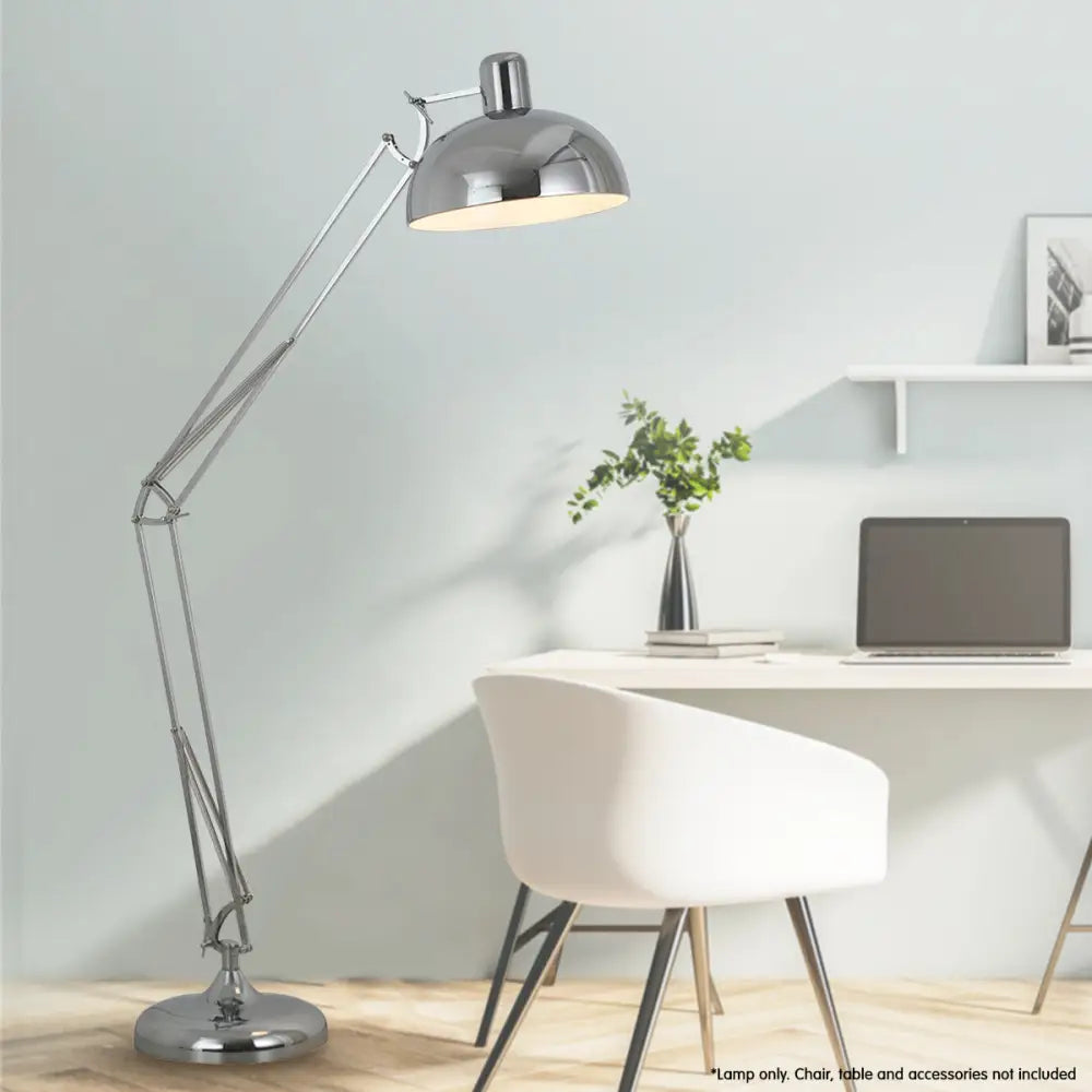 Sarantino Metal Architect Floor Lamp Shade Adjustable Height - Chrome - Home & Garden > Lighting