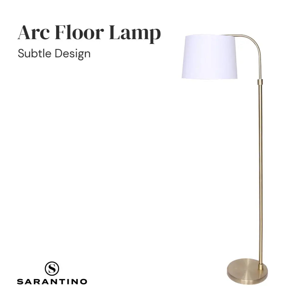 Sarantino Metal Floor Lamp Brass Finish Adjustable Height - Home & Garden > Lighting