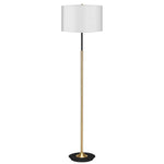 Sarantino Metal Floor Lamp Brushed Brass Finish with White Shade - Home & Garden > Lighting
