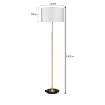 Sarantino Metal Floor Lamp Brushed Brass Finish with White Shade - Home & Garden > Lighting