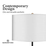 Sarantino Metal Floor Lamp Brushed Brass Finish with White Shade - Home & Garden > Lighting