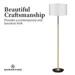 Sarantino Metal Floor Lamp Brushed Brass Finish with White Shade - Home & Garden > Lighting